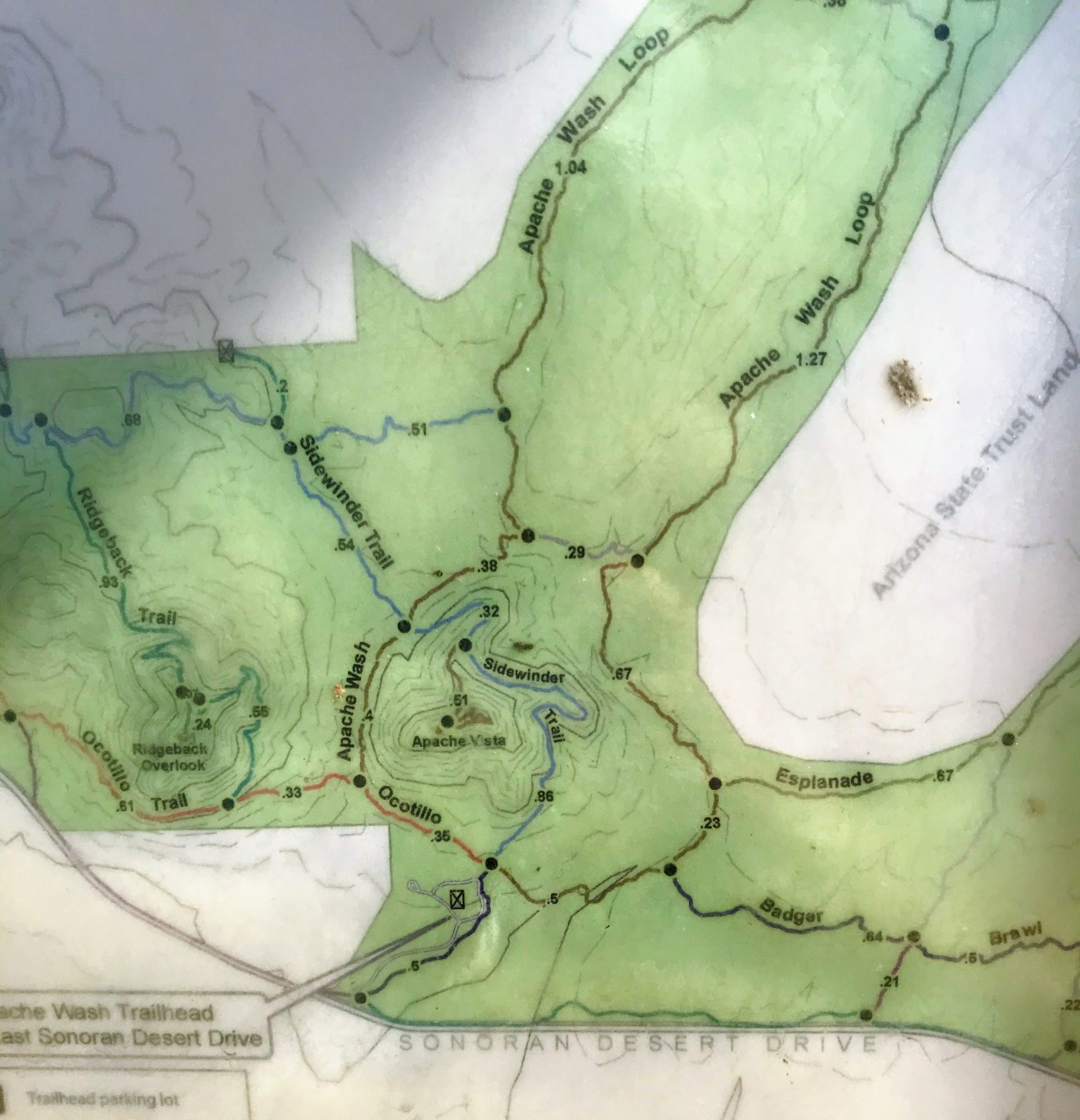 Ridgeline & Sidewinder trail hike snap of phoenix sonoran preserve map