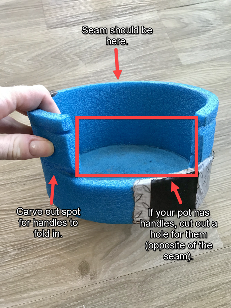 how to make a closed cell foam pot cozy handles