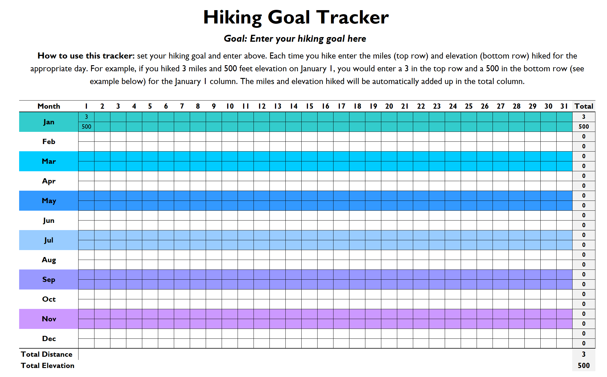 Free Hiking Goal Tracker