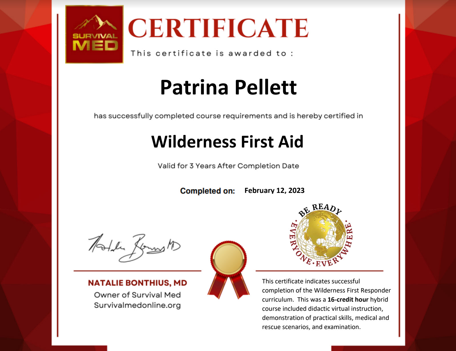 SurvivalMed Wilderness First Aid Certification