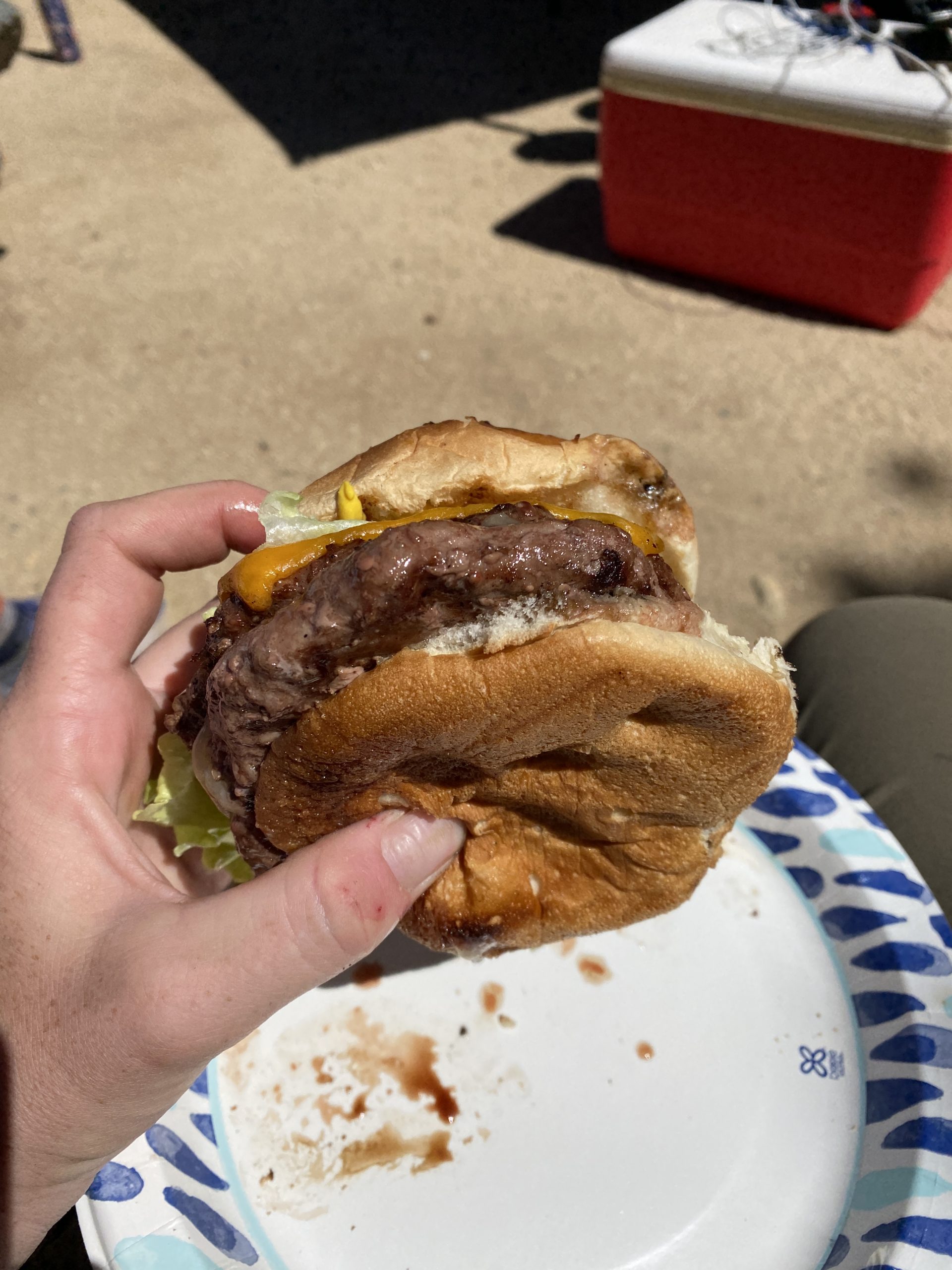 double cheeseburger at trail magic!