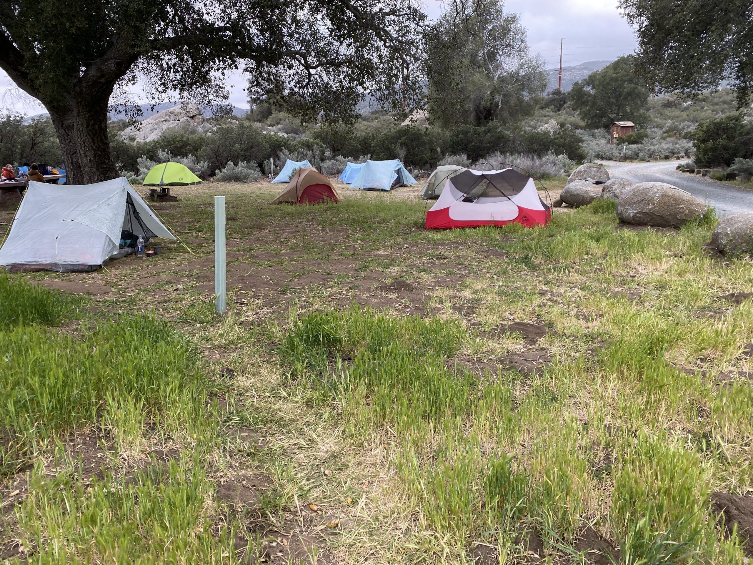 PCT tent city at Boulder Oaks Campground